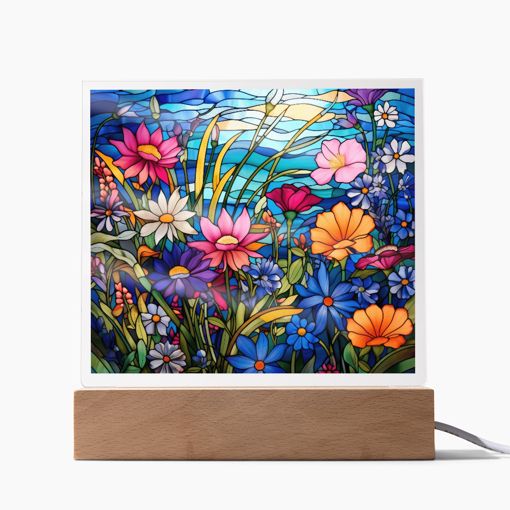 Wildflower Meadow Stained Glass LED Acrylic Decor