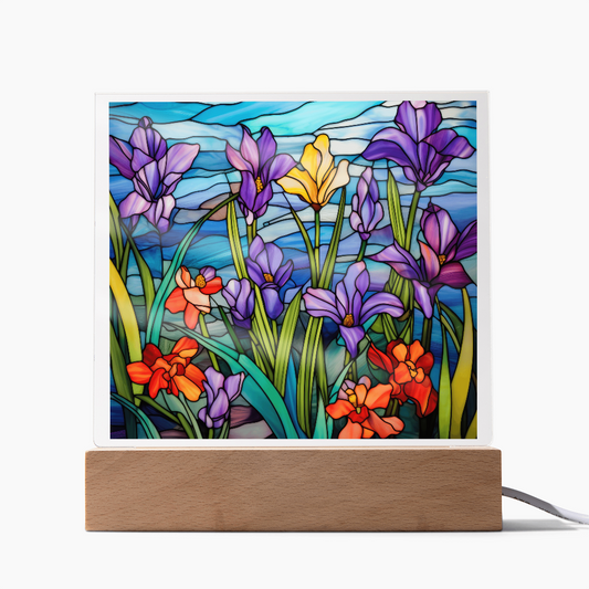 Iris Stained Glass LED Acrylic Decor