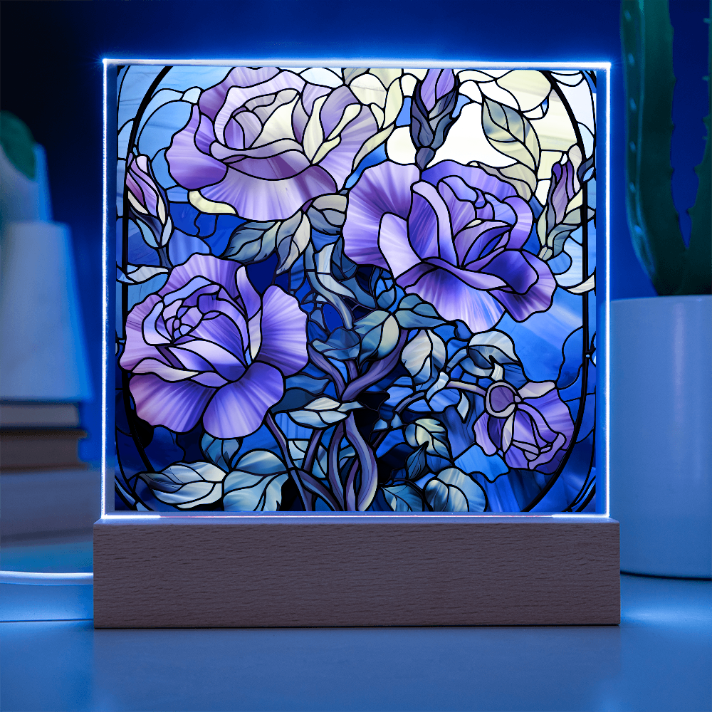 Rose Garden Stained Glass LED Acrylic Decor