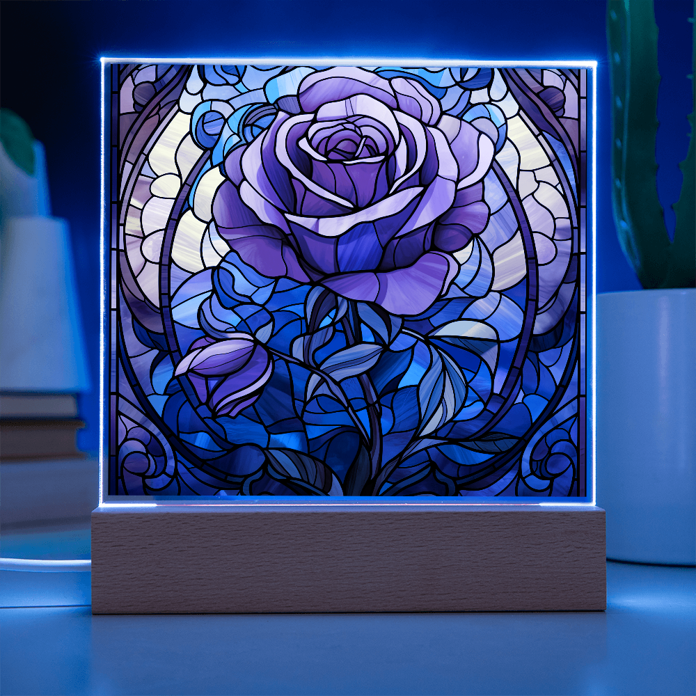 Rose Stained Glass LED Acrylic Decor