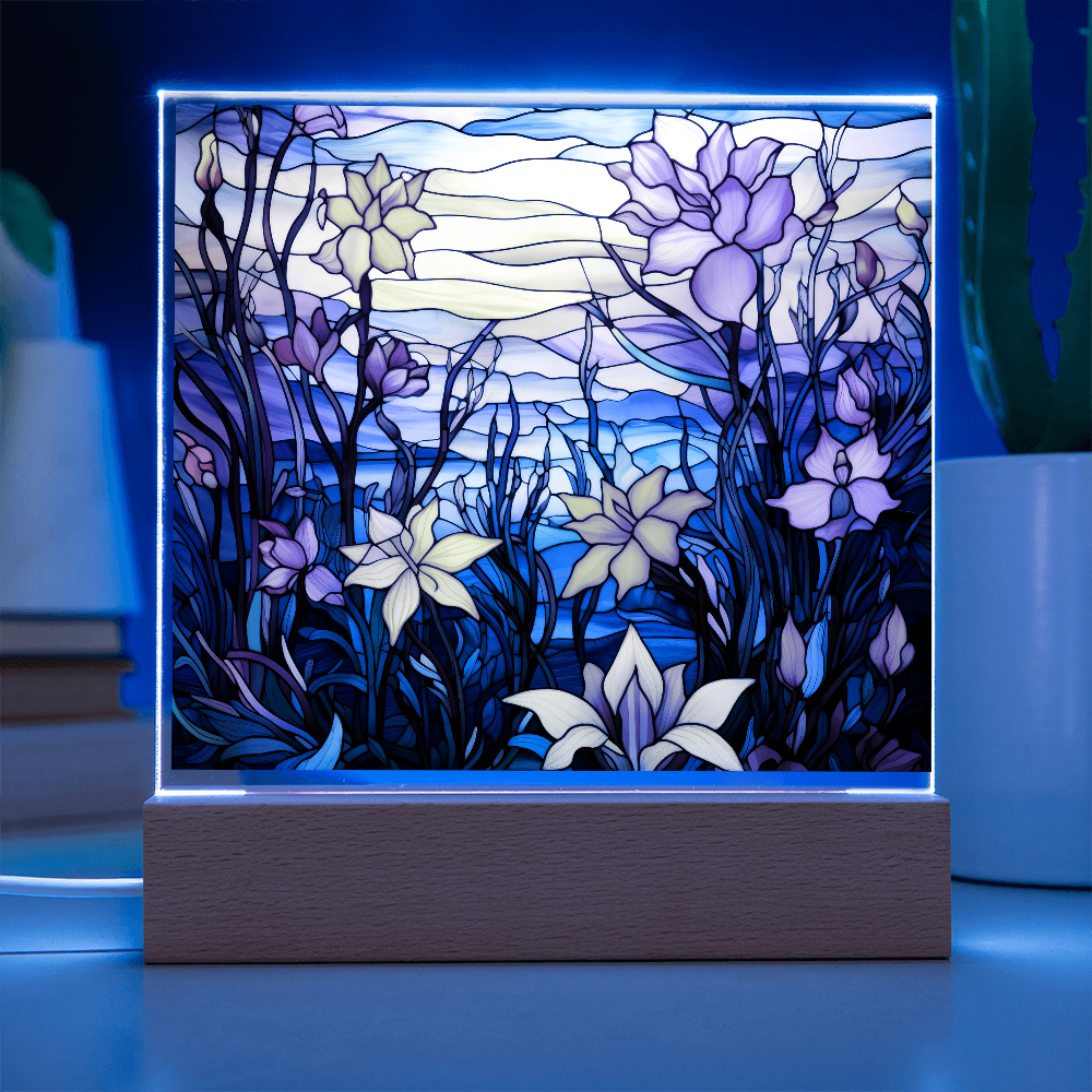 Floral Stained Glass LED Acrylic Decor