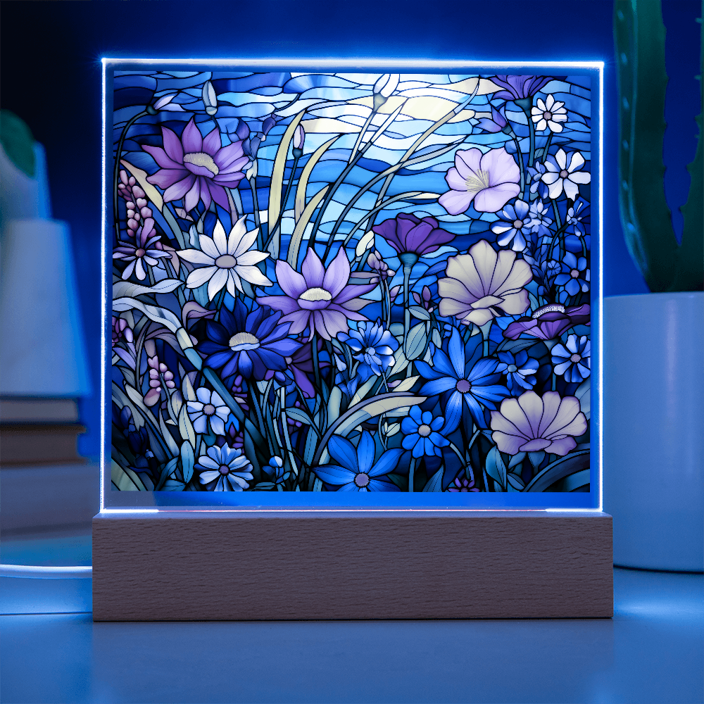 Wildflower Meadow Stained Glass LED Acrylic Decor