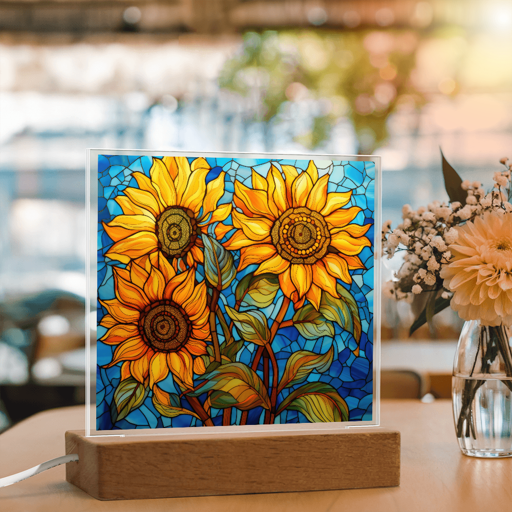 Sunflower Stained Glass LED Acrylic Decor