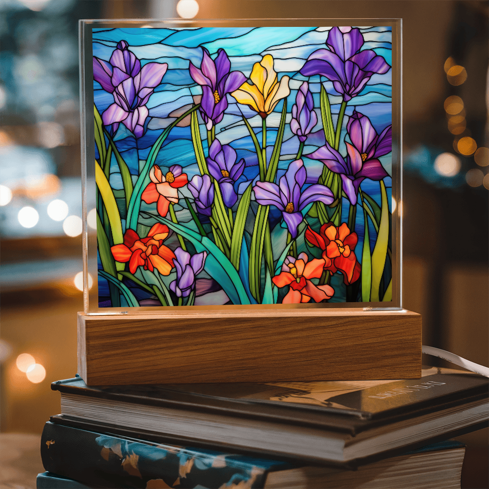 Iris Stained Glass LED Acrylic Decor