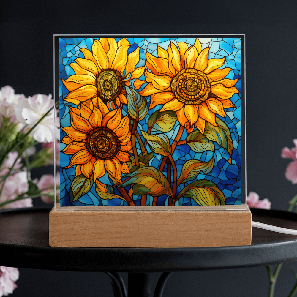 Sunflower Stained Glass LED Acrylic Decor