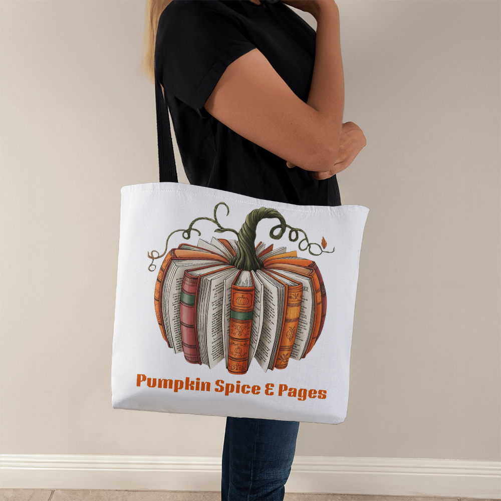 Pumpkin Book Tote Bag – Fall Gift for Teachers & Book Lovers