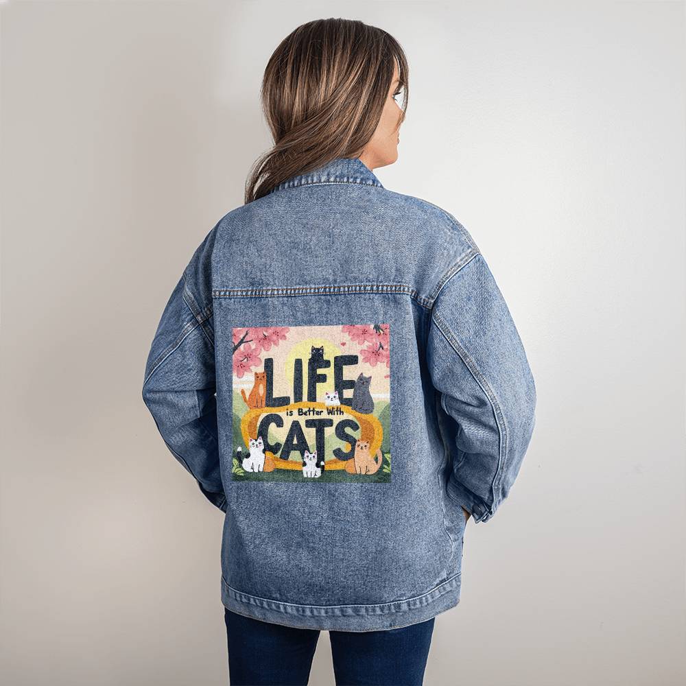 Denim Jacket for Women Cat Lovers