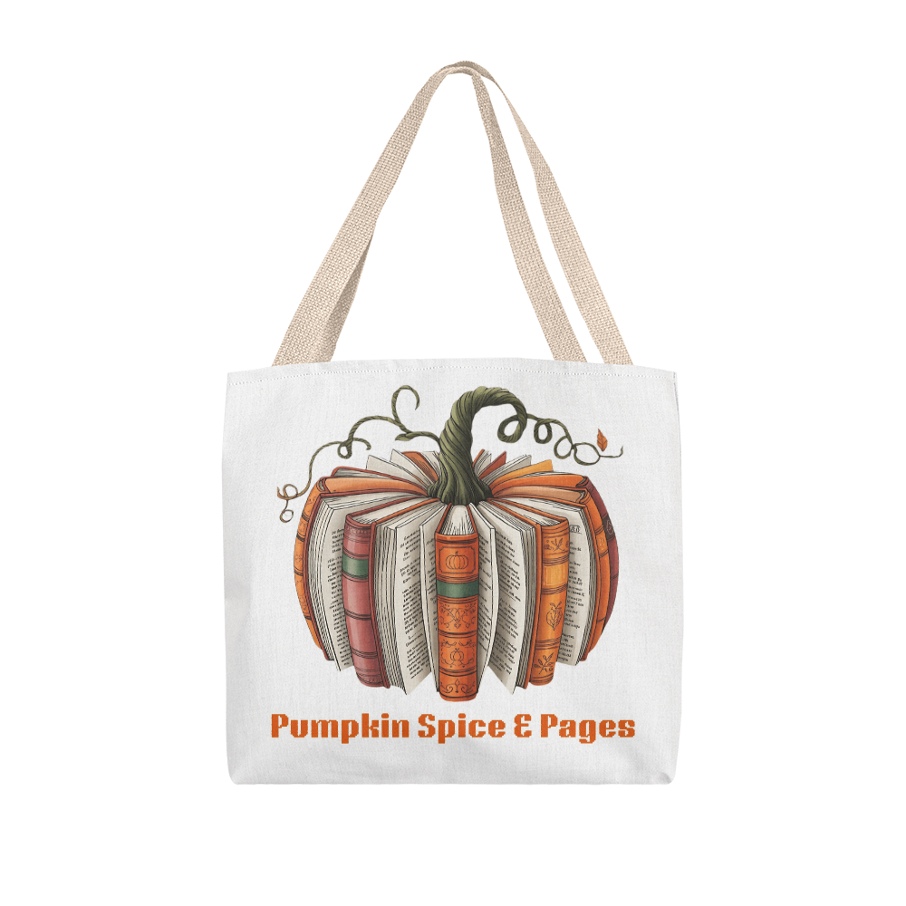 Pumpkin Book Tote Bag – Fall Gift for Teachers & Book Lovers