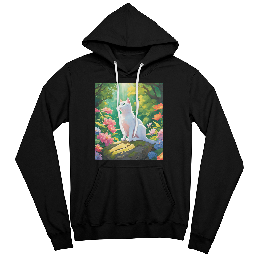 Enchanted Garden Cat Hoodie – Cozy Artistic Hoodie for Cat Lovers