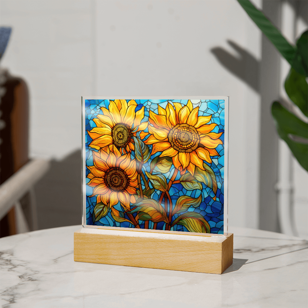 Sunflower Stained Glass LED Acrylic Decor