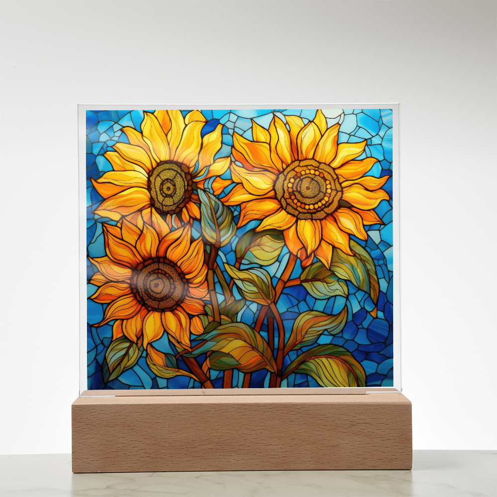 Sunflower Stained Glass LED Acrylic Decor