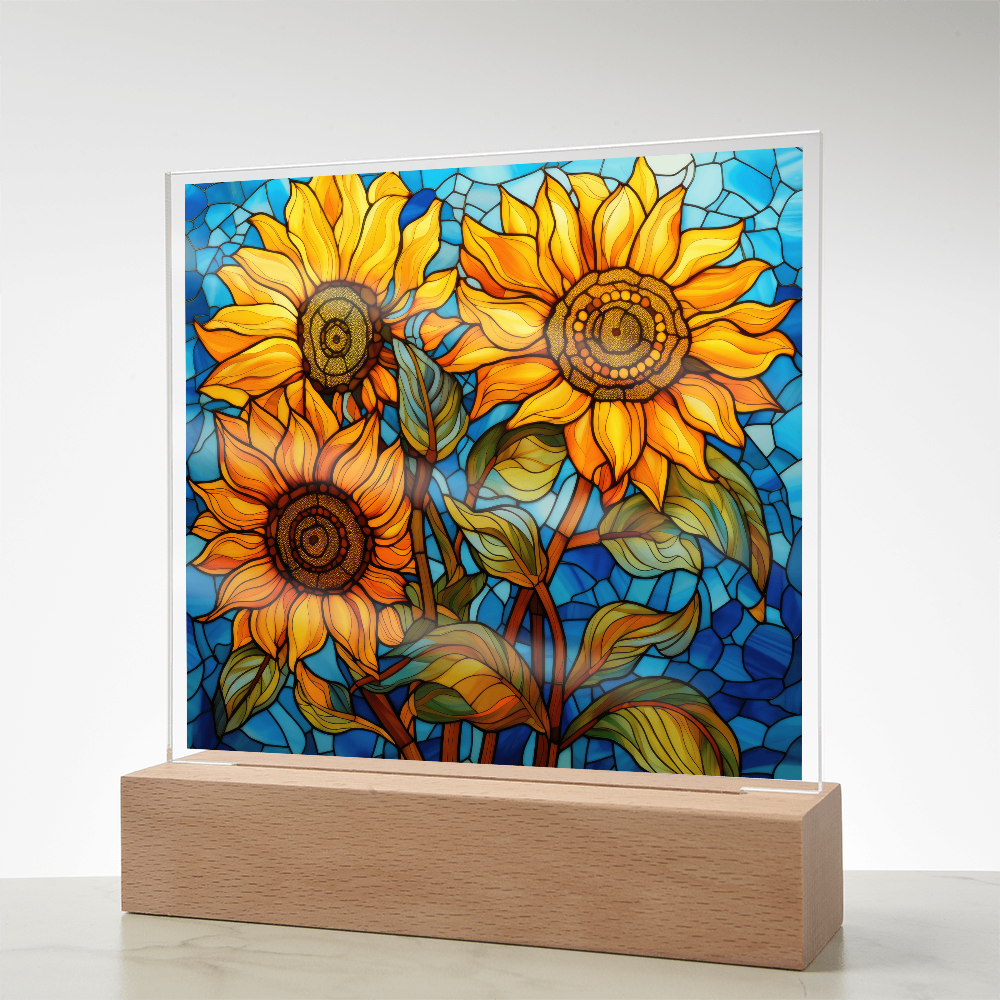 Sunflower Stained Glass LED Acrylic Decor