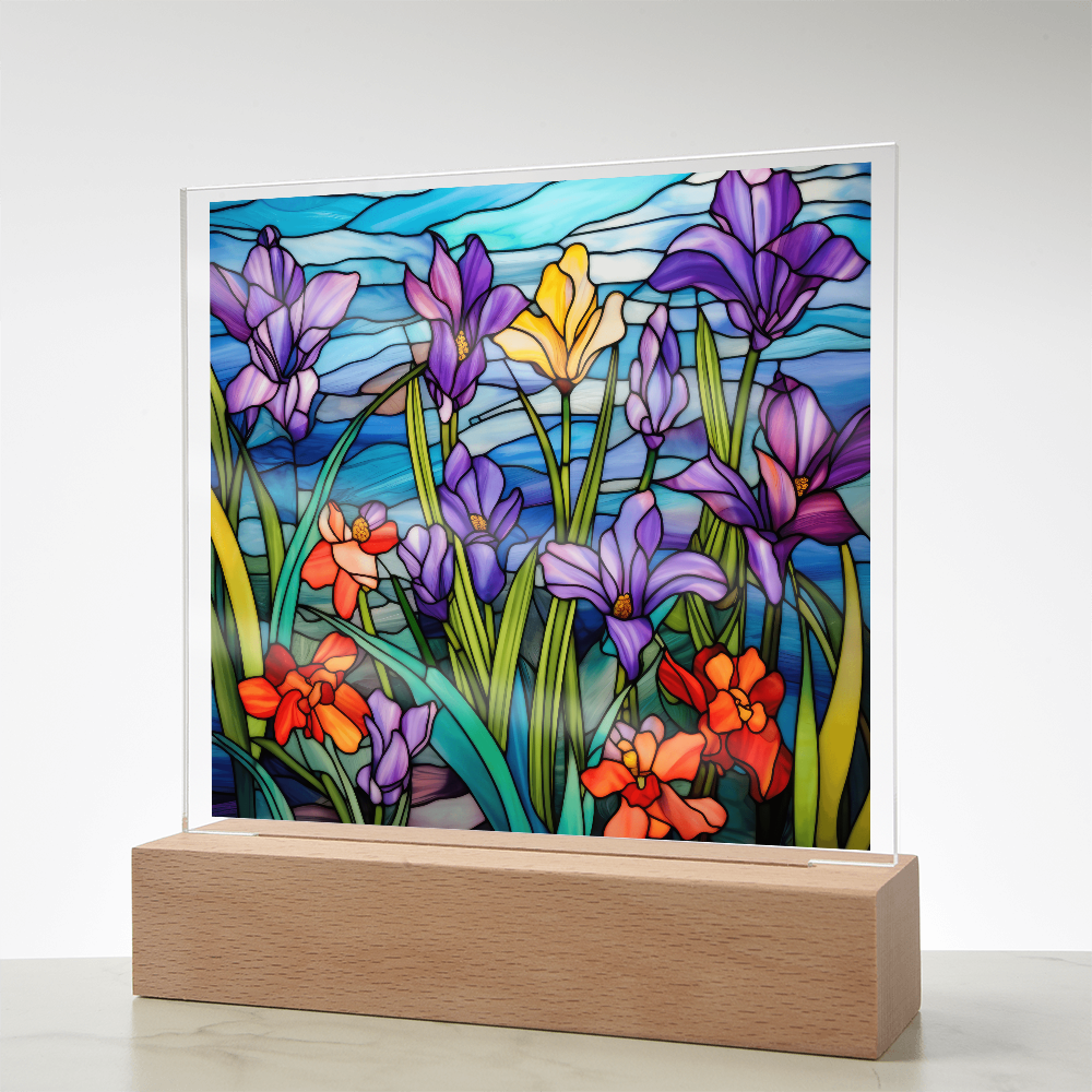 Iris Stained Glass LED Acrylic Decor
