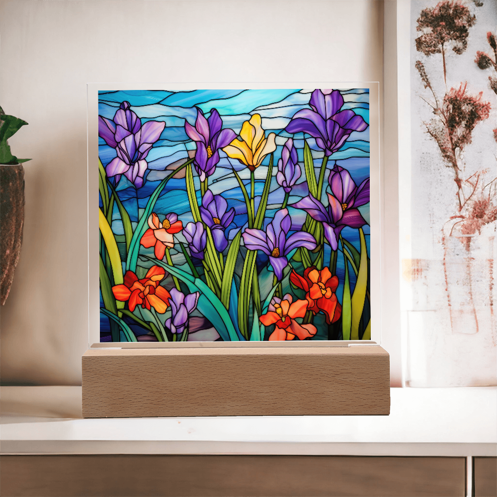 Iris Stained Glass LED Acrylic Decor