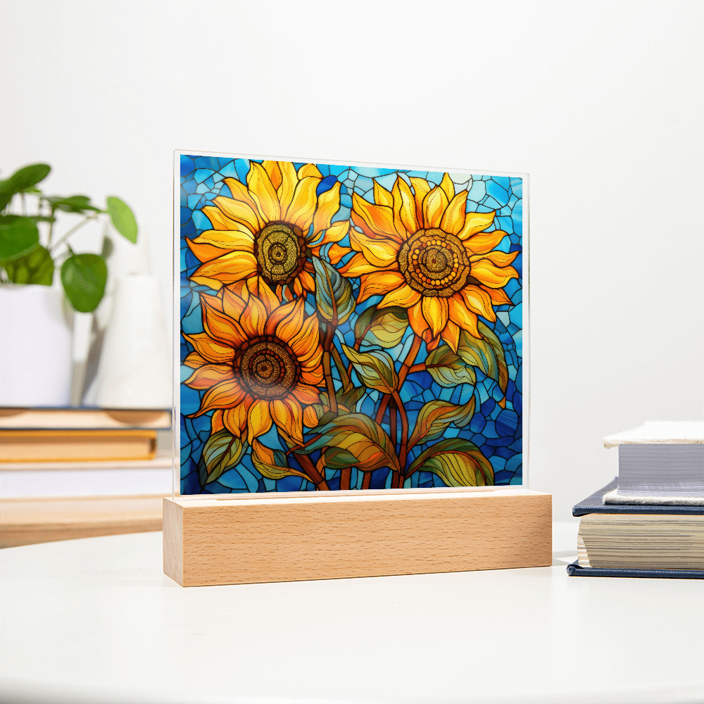 Sunflower Stained Glass LED Acrylic Decor