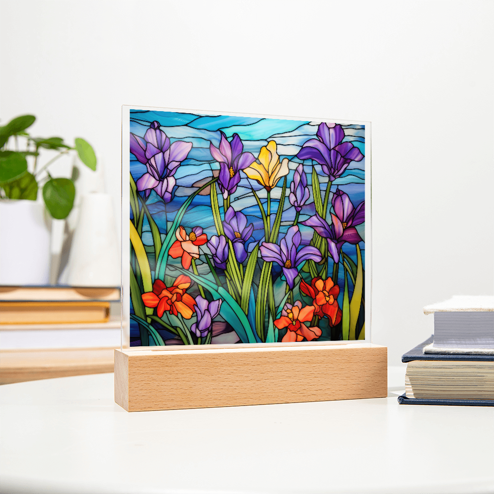 Iris Stained Glass LED Acrylic Decor