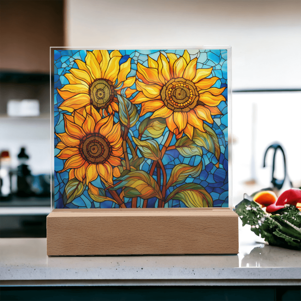 Sunflower Stained Glass LED Acrylic Decor