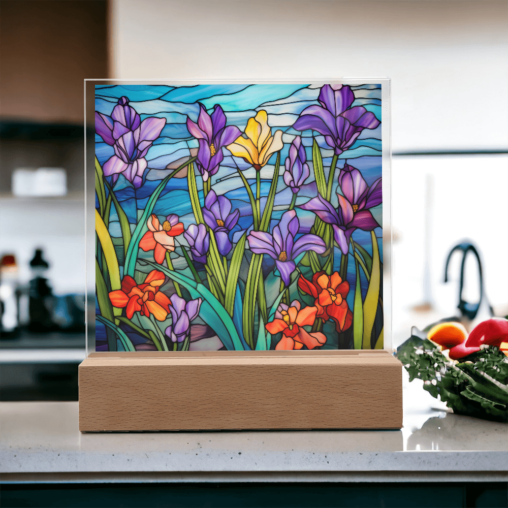 Iris Stained Glass LED Acrylic Decor