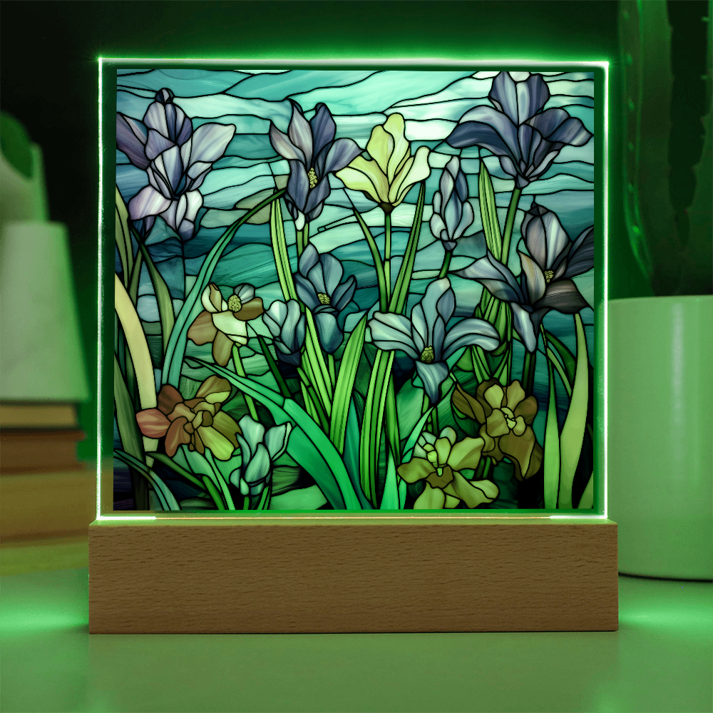 Iris Stained Glass LED Acrylic Decor
