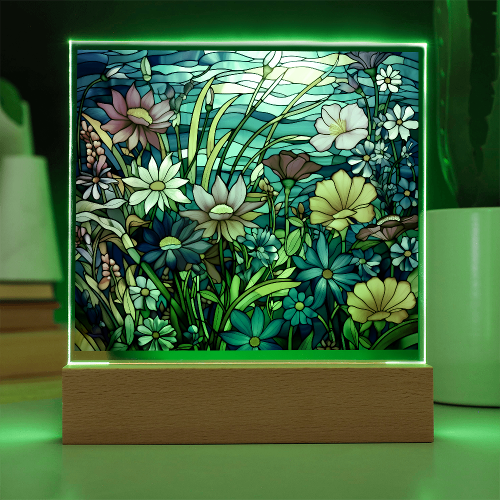 Wildflower Meadow Stained Glass LED Acrylic Decor