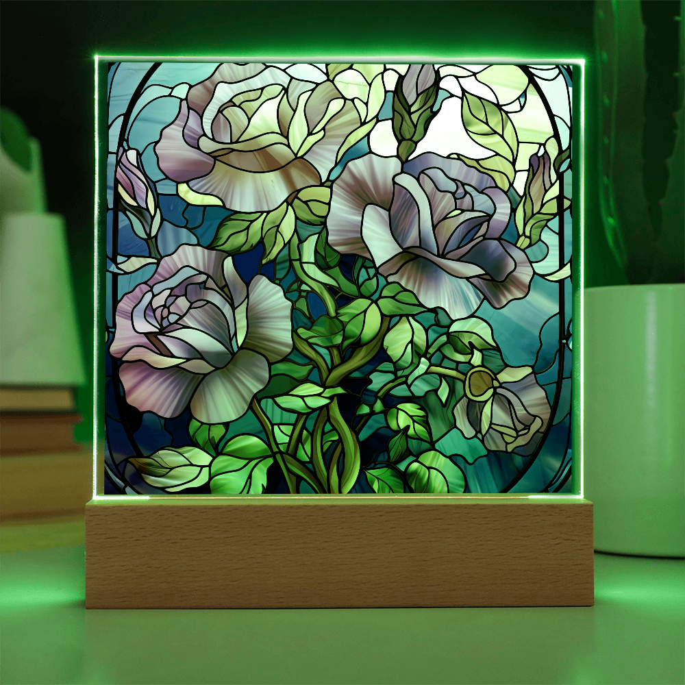 Rose Garden Stained Glass LED Acrylic Decor