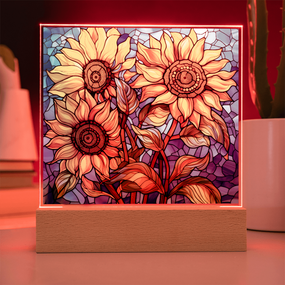 Sunflower Stained Glass LED Acrylic Decor