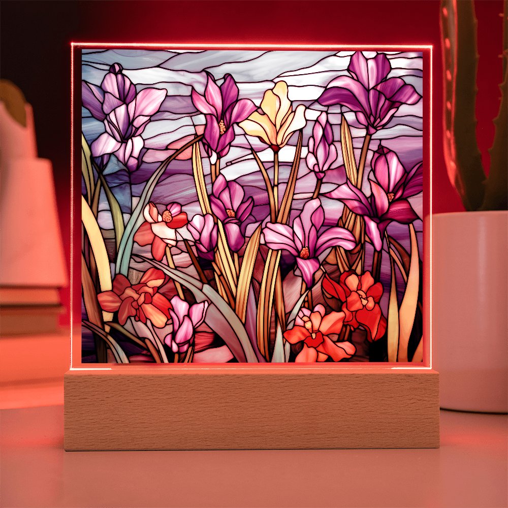 Iris Stained Glass LED Acrylic Decor