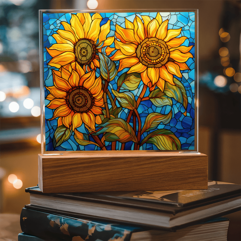 Sunflower Stained Glass LED Acrylic Decor
