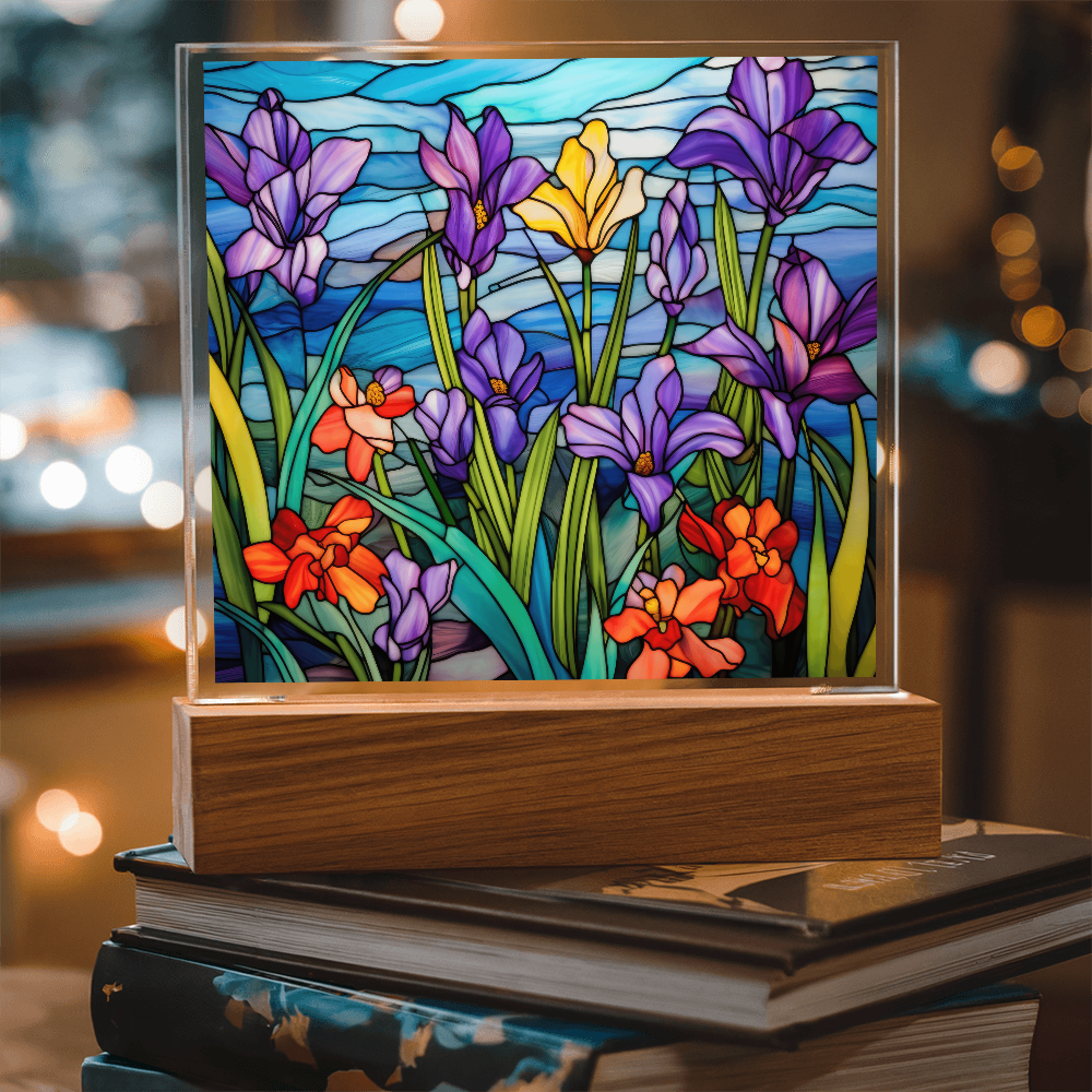 Iris Stained Glass LED Acrylic Decor