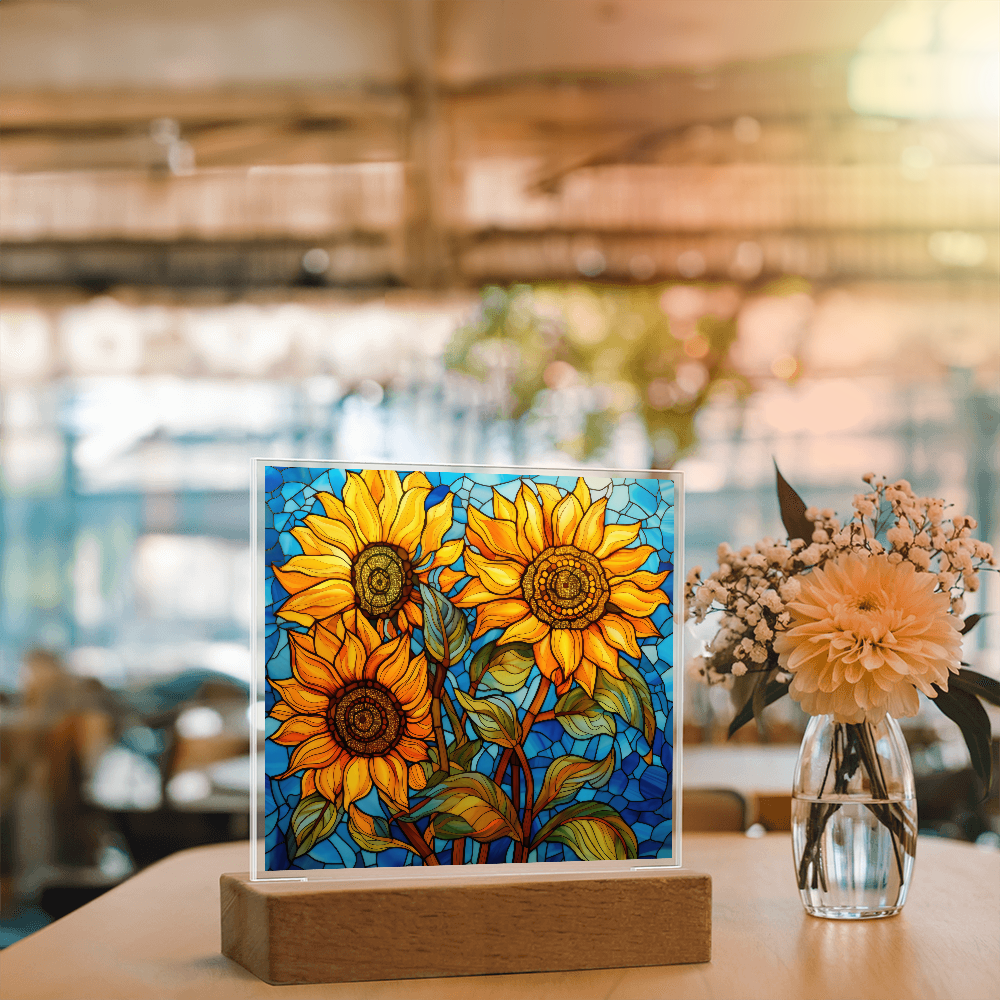 Sunflower Stained Glass LED Acrylic Decor