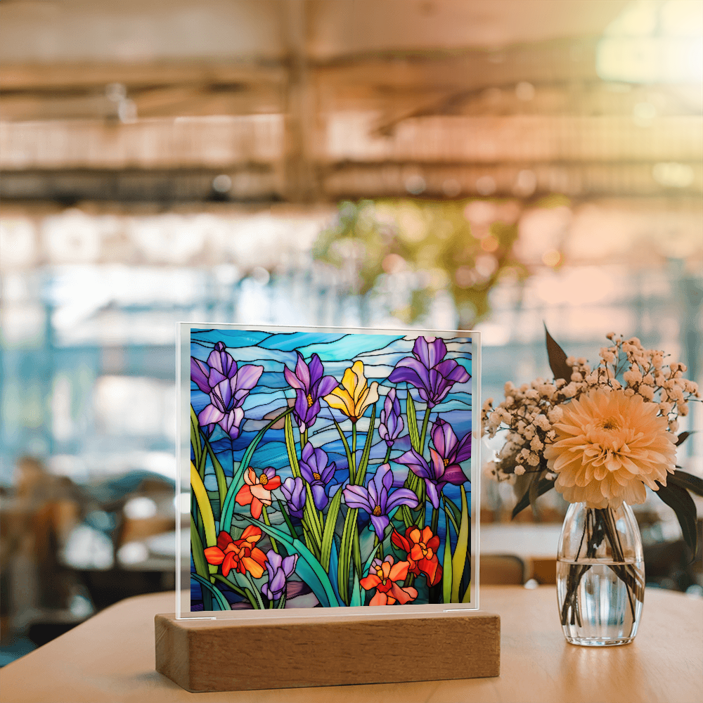 Iris Stained Glass LED Acrylic Decor