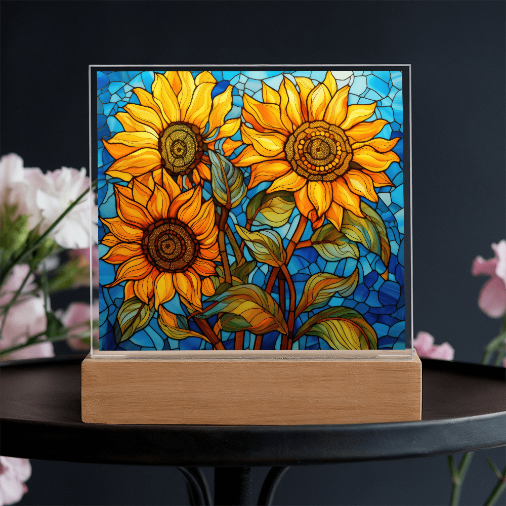 Sunflower Stained Glass LED Acrylic Decor