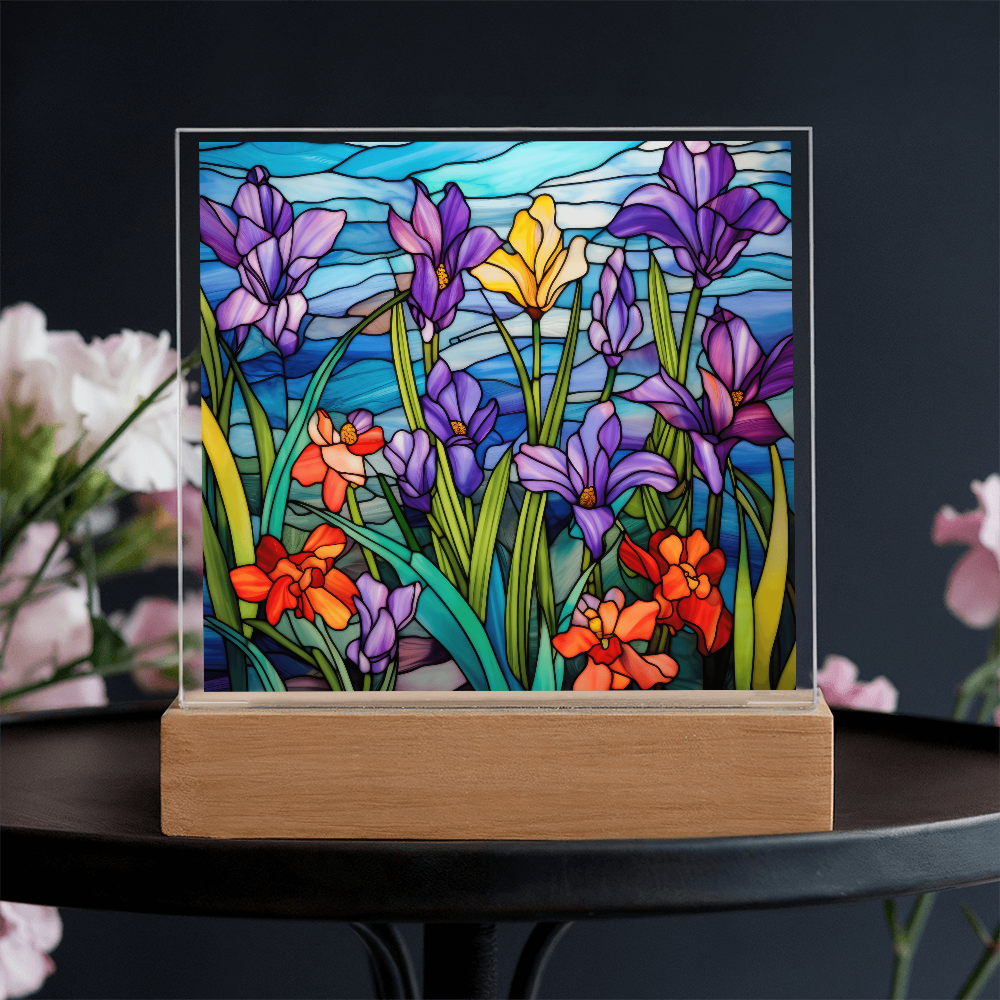 Iris Stained Glass LED Acrylic Decor