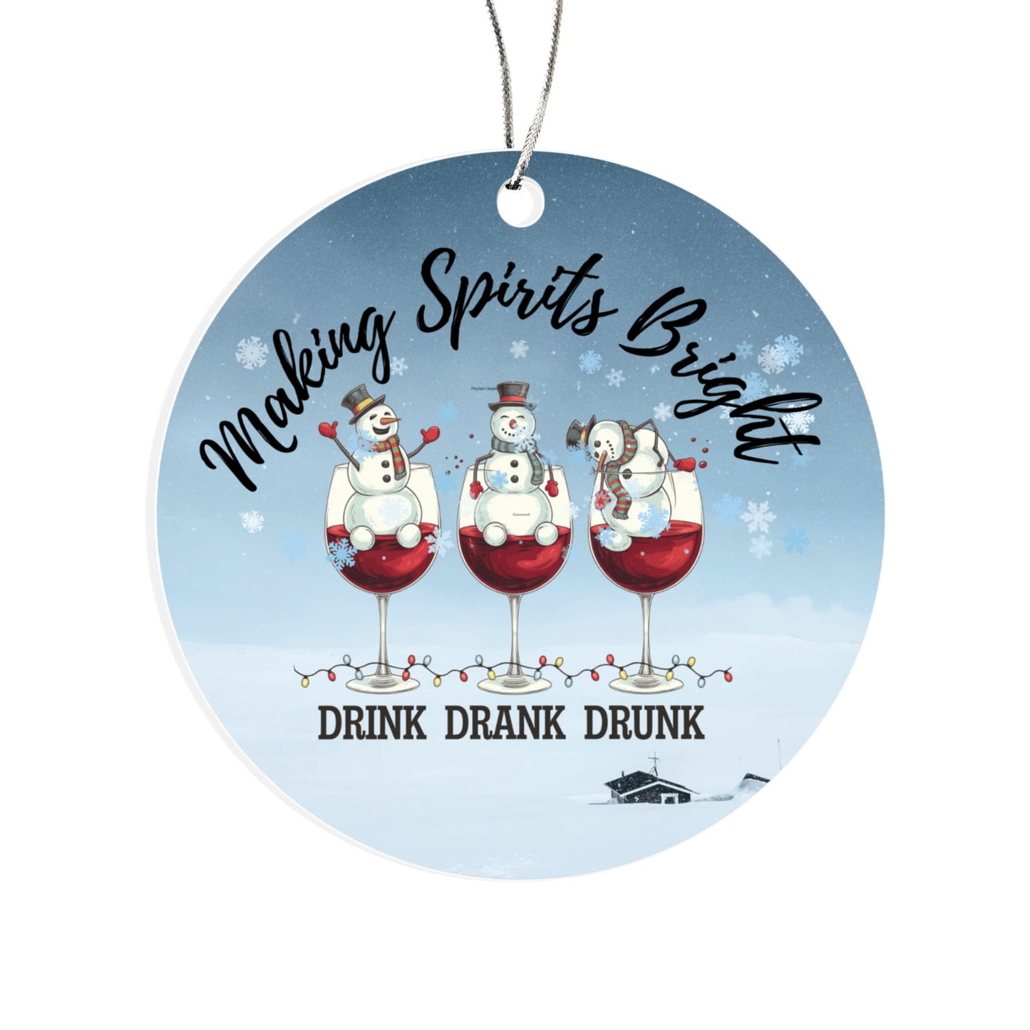 Making Spirits Bright - Funny Snowman Wine Ornament