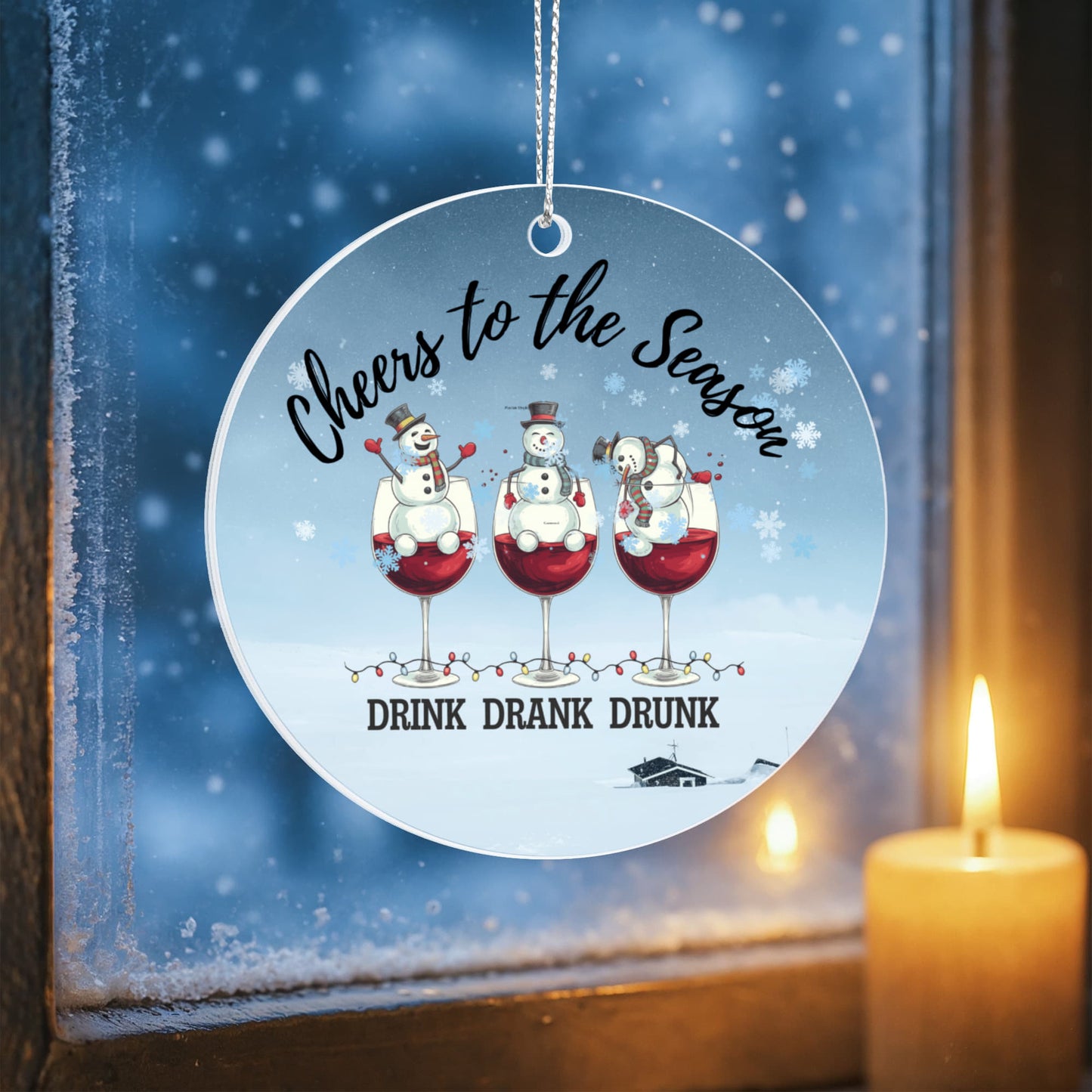 Cheers to the Season - Funny Snowman Wine Christmas Ornament
