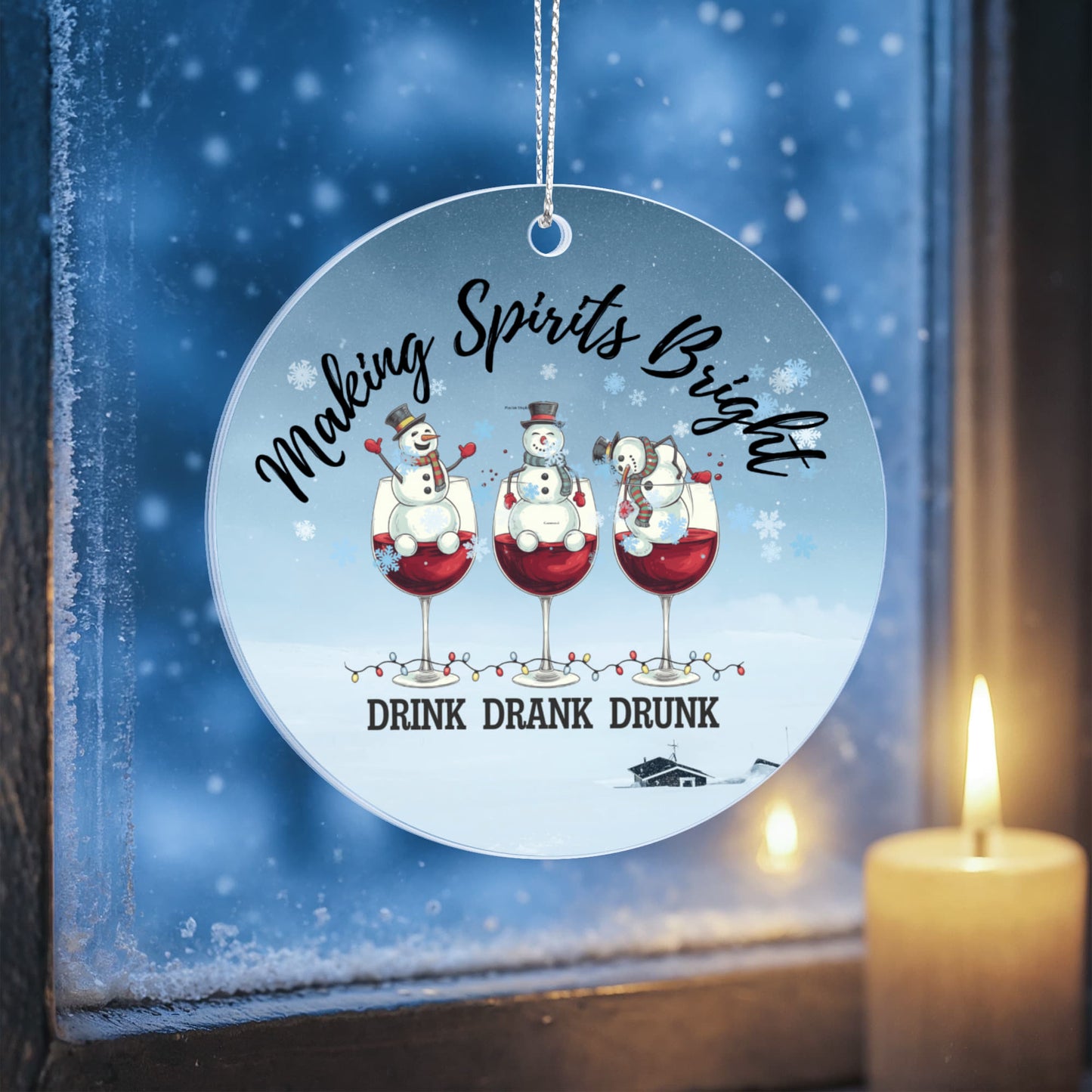 Making Spirits Bright - Funny Snowman Wine Ornament