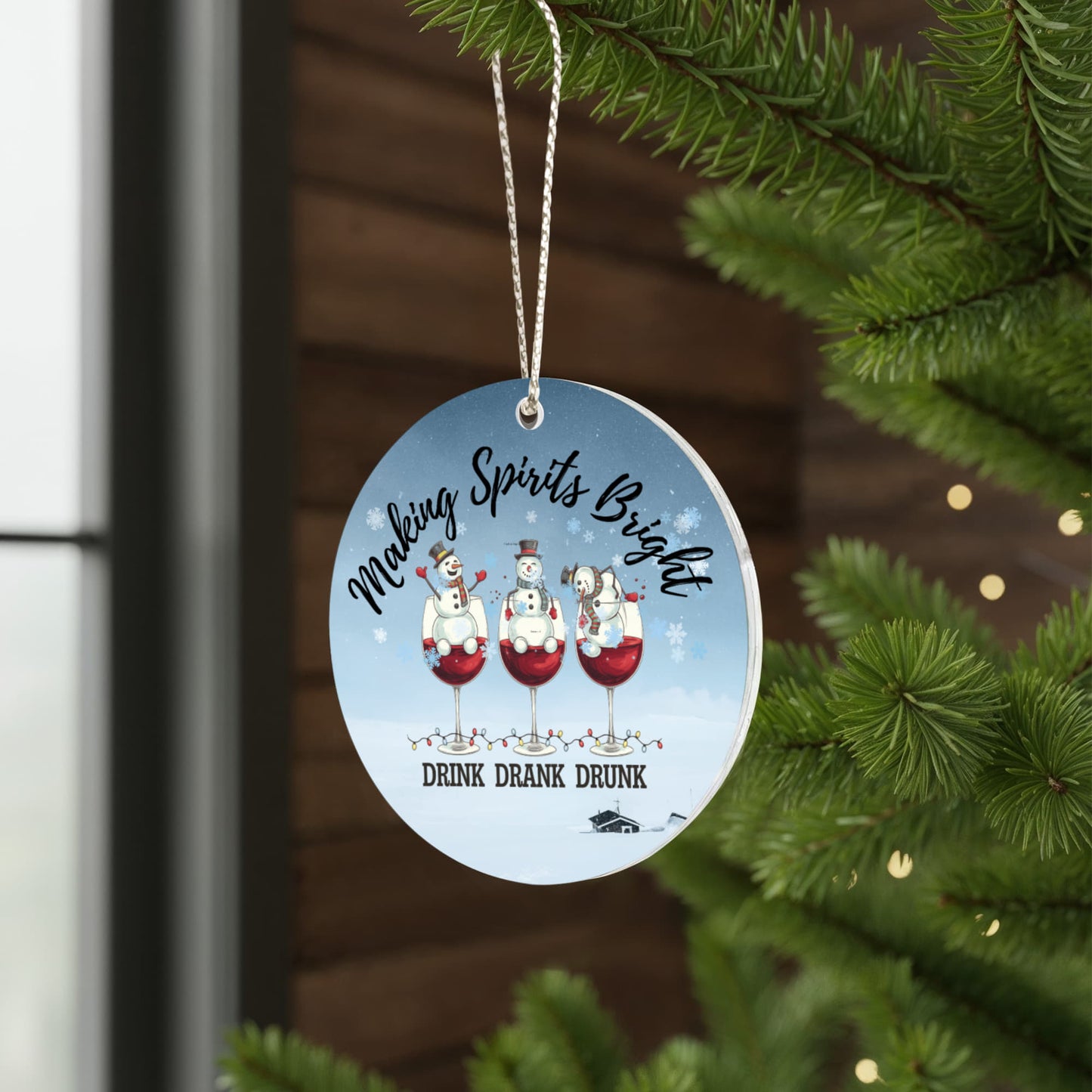 Making Spirits Bright - Funny Snowman Wine Ornament