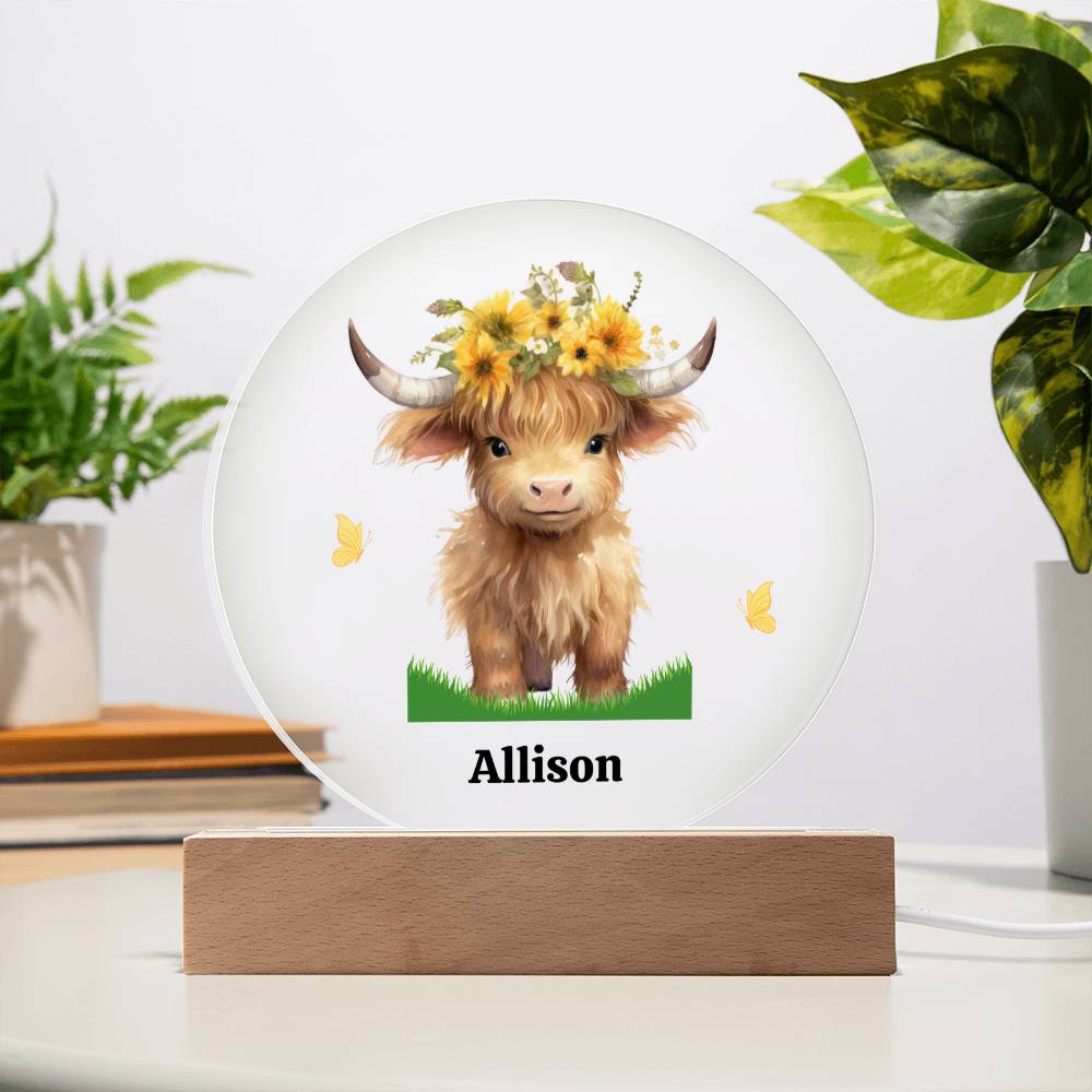 Personalized Highland Cow Night Light