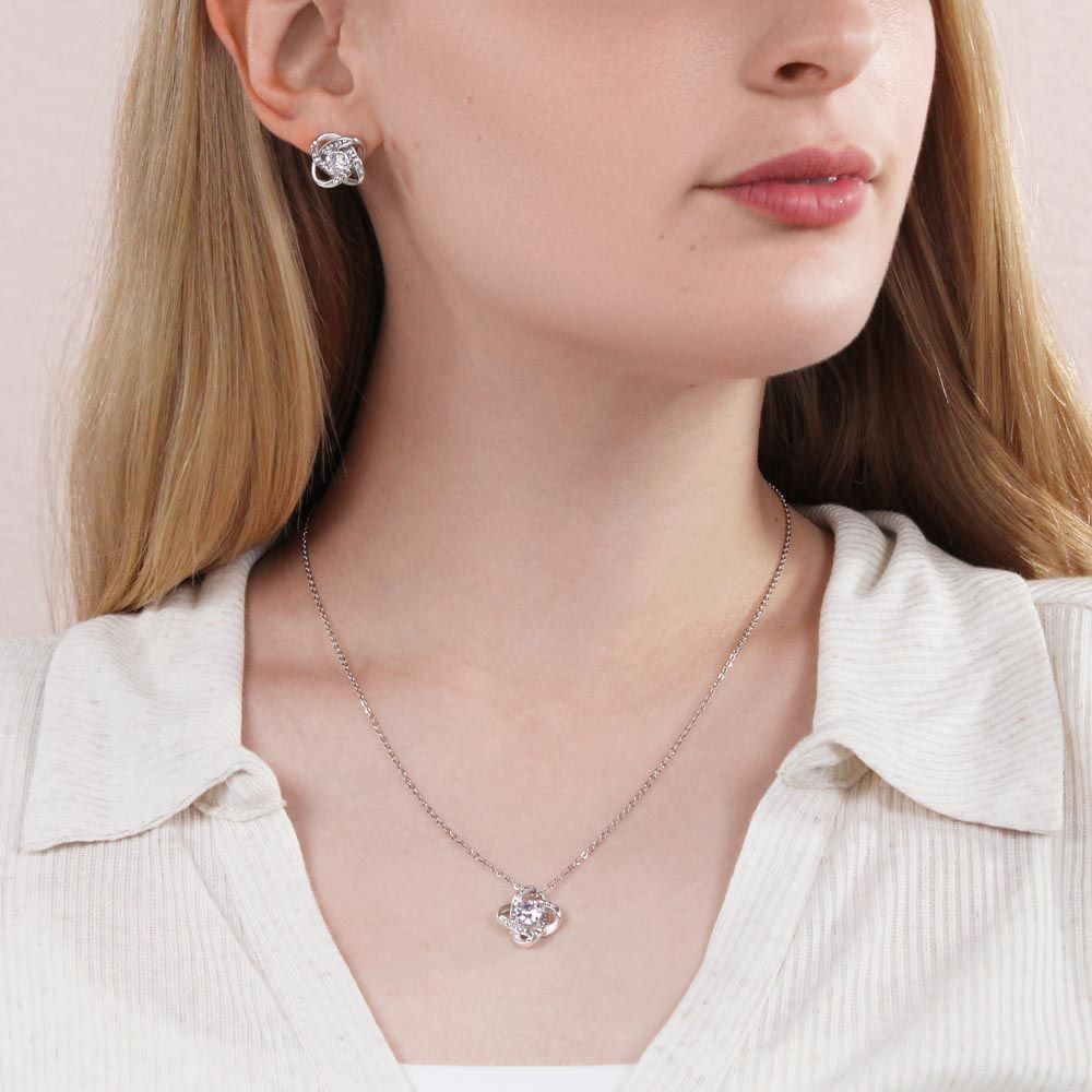 Love Knot Earring and Necklace Set for Soulmate